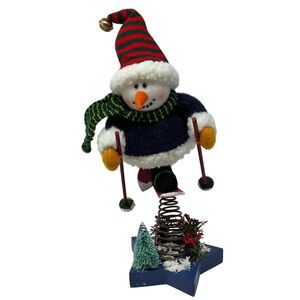 Vintage Avon Bouncy Skiing Snowman Christmas Whimsical Holiday Decor Collectible
